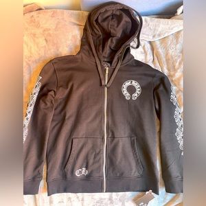 Chrome Hearts Horseshoe Floral Cross Sleeve Zip Up Hoodie